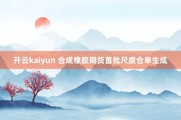 开云kaiyun 合成橡胶期货首批尺度仓单生成