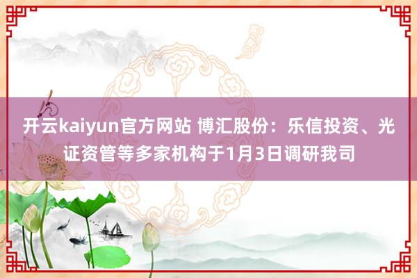 开云kaiyun官方网站 博汇股份：乐信投资、光证资管等多家机构于1月3日调研我司