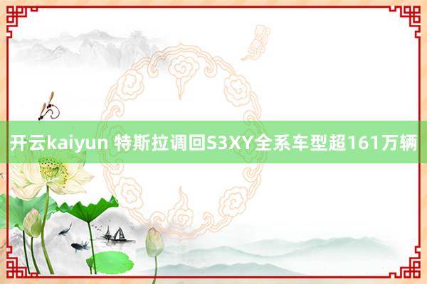 开云kaiyun 特斯拉调回S3XY全系车型超161万辆