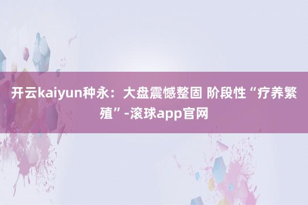 开云kaiyun种永：大盘震憾整固 阶段性“疗养繁殖”-滚球app官网