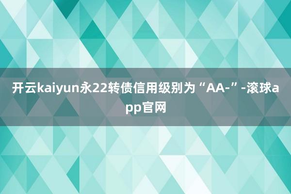 开云kaiyun永22转债信用级别为“AA-”-滚球app官网