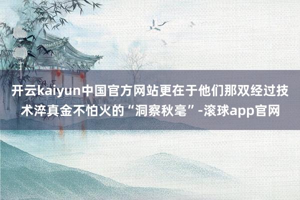 开云kaiyun中国官方网站更在于他们那双经过技术淬真金不怕火的“洞察秋毫”-滚球app官网