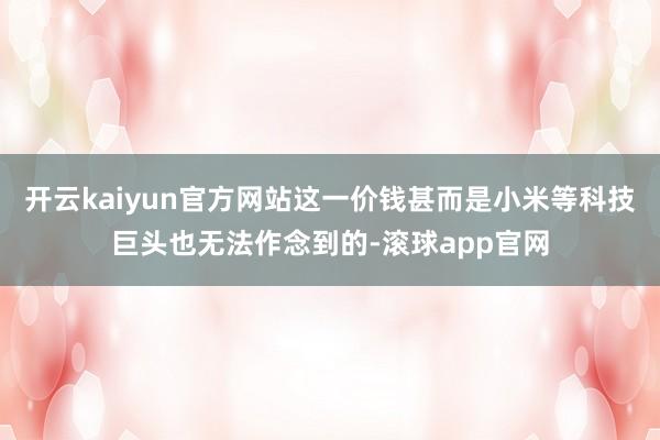 开云kaiyun官方网站这一价钱甚而是小米等科技巨头也无法作念到的-滚球app官网